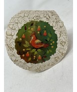 Quality Crest Christmas Unused Greeting Card Vintage Golden Wreath Bird - $12.38