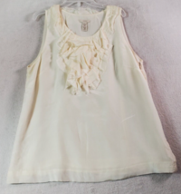 J.CREW Tank Top Women Size 12 Ivory Cotton Wide Straps Round Neck Lined Side Zip - £16.69 GBP