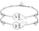 “BEST FRIENDS” Engraved 925 Sterling Silver Half Heart Shaped Bracelets ... - $57.70