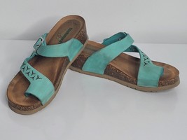 BIONATURA Nubuk Leather Blue Cork Sandals Made in Italy Size 36 US 5 Wedge - £23.91 GBP