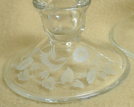 Candle Holders Hummingbird Fine Lead Crystal Etched Set of 2  - £6.29 GBP