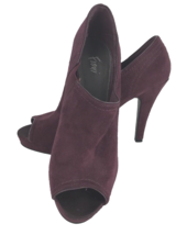 Fioni Burgundy Suede Pumps Size 8.5 Open Toe Heels Booties Platform Shoe - $29.99
