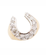 14K GOLD Vintage Ring Solid Carved Diamonds Horse Shoe Good Luck  Sz 8.5... - $1,854.59 CAD
