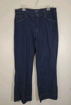 Chicos Trouser Jeans Womens 2.5P US Size 14P Blue High Rise Crop Wide Le... - $25.60