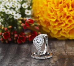 Twisted Shank 2.55Ct Simulated Diamond Bridal Ring Set 14K White Gold Size 6.5 - £246.53 GBP