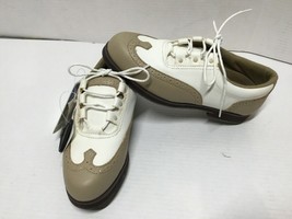 Women&#39;s DUNLOP Golf Leather White Tan Oxford Heels Dress Shoes Sz 7.5 NWT W2800C - £19.38 GBP