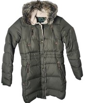 Lauren Ralph Lauren Ladie S Down Wool Lined Green Long Faux Fur Hood Jac... - £93.08 GBP