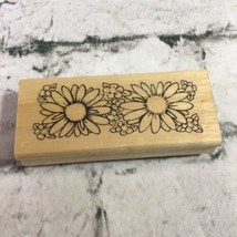 Flowers Rubber Stamp Floral Daisies Sunflowers Spring 2” X 4” Wood Mounted Craft - £5.44 GBP