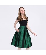 EMERALD GREEN Taffeta Pleated Midi Skirt Women Custom Plus Size Skirt Ou... - €48,29 EUR