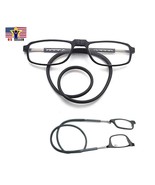 Unisex 1.00 Black frame Reading Presbyopia Magnifying Eye Glasses Neck H... - £14.49 GBP