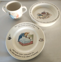 Wedgwood Peter Rabbit Beatrix Potter 3 Piece Child&#39;s Set Mug Plate Bowl ... - £37.36 GBP