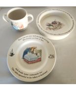 Wedgwood Peter Rabbit Beatrix Potter 3 Piece Child&#39;s Set Mug Plate Bowl ... - £37.46 GBP