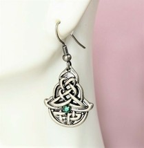 Ebros Celtic Emerald Element Knotwork Tribal Scroll Filigree Dangle Earrings - £11.79 GBP
