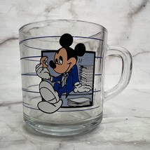 Vintage Disney Mickey Mouse Break Time Mug Anchor Hocking Clear Coffee USA - £19.42 GBP