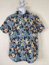 Aeropostale Men Size M Black Floral Tropical Button Up Shirt Short Sleeve - £9.02 GBP