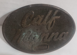 Vintage 1977 Carnation Calf Manna Advertisement Belt Buckle Farm Wear - $11.64