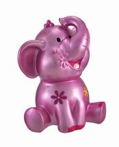 Scratch &amp; Dent Metallic Pink Elephant Coin Bank with Flower Accents - £17.18 GBP