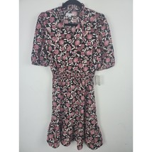 Ophelia Roe Midi Dress Small Womens V Neck Half Sleeve Black Floral Pull... - £14.67 GBP
