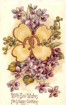 WITH BEST WISHES~HAPPY BIRTHDAY GREETING GILT EMOBSSED POSTCARD 1910s HO... - £4.35 GBP