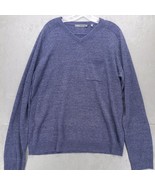 Vince Men&#39;s V-Neck Linen Blend Pocket Sweater Lightweight Knit Pullover XL - $21.78