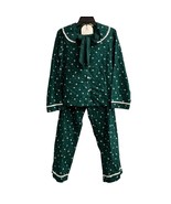 Rachel Ashwell Pajama Set Womens S Green White Floral Lace Trim W Bow Co... - $54.93 CAD
