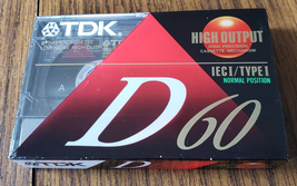 TDK D60 Blank Audio Cassette Tape High Output ICEI/Type I New Sealed - £6.18 GBP
