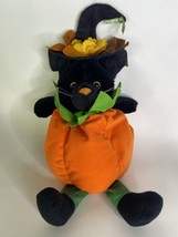 PACIFIX Halloween Black Cat In Orange Pumpkin Plush Stuffed Animal Flower Hat - $74.25