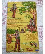 Vintage WALTZING MATILDA Linen Hand Painted KITCHEN TOWEL - Australian D... - £11.75 GBP