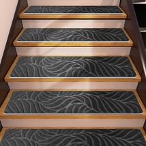 Washable Non-Slip Carpet Stair Treads - 15 Pack 8" x 30" Dark Gray Prote... - $74.20