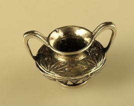 Vtg Sterling Signed 800 Detailed Victorian Flower Vase Pot with Holder Miniature - £58.25 GBP
