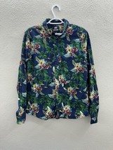 Ecko Unlimited Mens Shirt Size Large Blue Hawaiin Floral Long Sleeve But... - $13.97