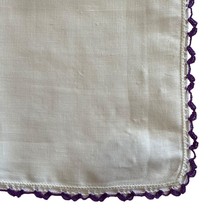 Handkerchief White Hankie Purple Border 12x12” - $7.20