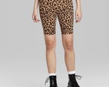 Women&#39;s High-Rise Biker Shorts - Wild Fable Tan Animal Print - Small - $5.91