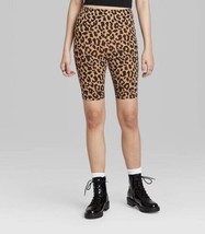 Women&#39;s High-Rise Biker Shorts - Wild Fable Tan Animal Print - Small - £4.61 GBP