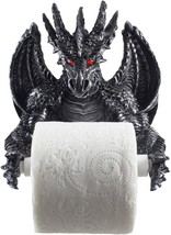 Mythical Winged Dragon Toilet Paper Holder In Metallic Look For Medieval And - £32.30 GBP