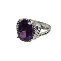 NVC Silver Tone Women&#39;s Cocktail Ring with Round Cut Purple Stone Faux Amethyst - £14.78 GBP