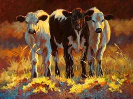 Art Giclee Printed Oil Painting Print Three Cows Canvas - £6.03 GBP+