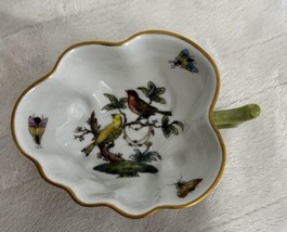 Herend Rothschild Bird Deep Leaf Dish Hand Painted Hungary - $82.19