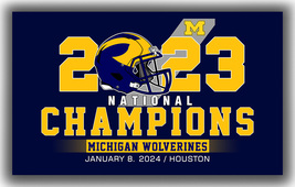 Michigan Wolverines Football National Champions 2023 Flag 90x150cm 3x5ft Banner - £11.95 GBP