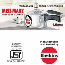 Hawkins MISS MARY Pressure Cooker 1.5 Lt Silver Aluminium Free Ship - £60.91 GBP