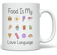 PixiDoodle Valentine&#39;s Day Food Love Language Foodie Coffee Mug (11 oz, White) - £20.26 GBP+