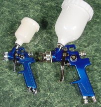 2 Professional HVLP Paint SPRAY GUNS FULL SIZE and MINI High Volume Low ... - £43.85 GBP