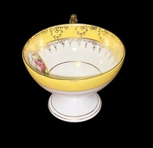 Vintage E&R Golden Crown Pedestal Cup Yellow Gold Trim Romantic Scene Bavaria image 6
