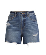 No Boundaries Juniors&#39; High Rise Denim Shorts Size 15 Dark Wash Distress... - $101.87 MXN
