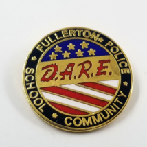 DARE Fullerton CA Police School Community American Flag Enamel Pin Promo VTG - £7.32 GBP