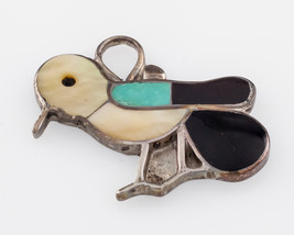 Vintage Zuni Oiseau W / Multi Couleur Incrusté Argent Sterling Pendentif - $1,424.20 MXN