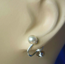 Elegant Vintage 6 millimeters PEARL Earrings Delicate 14k White Gold Dec... - $470.25