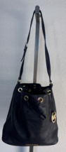 Michael Kors Jules Large Convertible Drawstring Leather Shoulder Bag-Black - $59.39