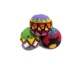 Mia Jewel Shop Crochet Hacky Ball Kick Sack Multicolored Geometric Patte... - $19.79+