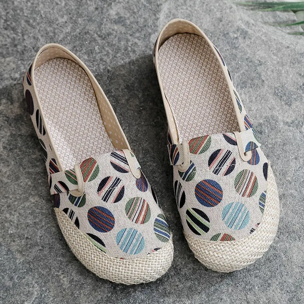 New  Linen Casual Women Shoes Old Beijing Cloth Shoes Print Canvas Summer Flat F - £123.48 GBP